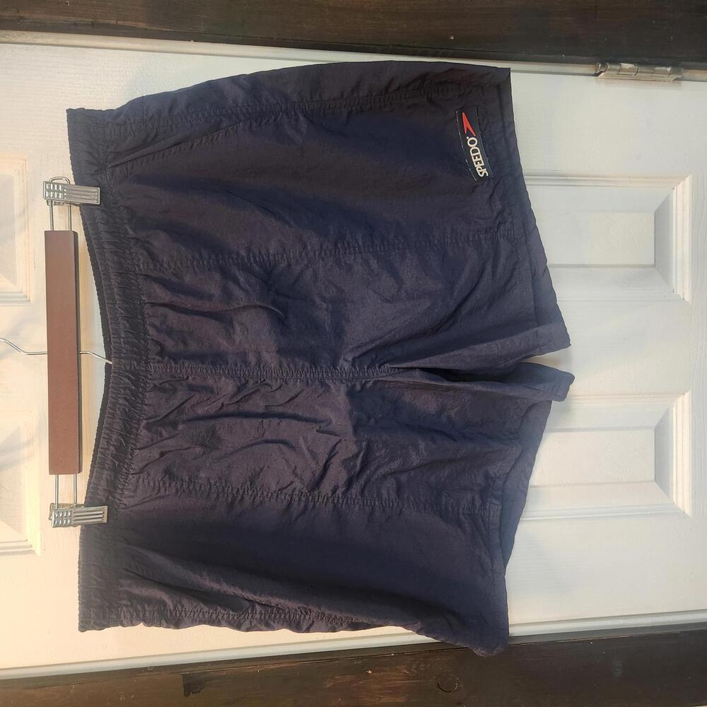 Vintage Speedo Men's Swim Trunks-Navy Blue-Size Large